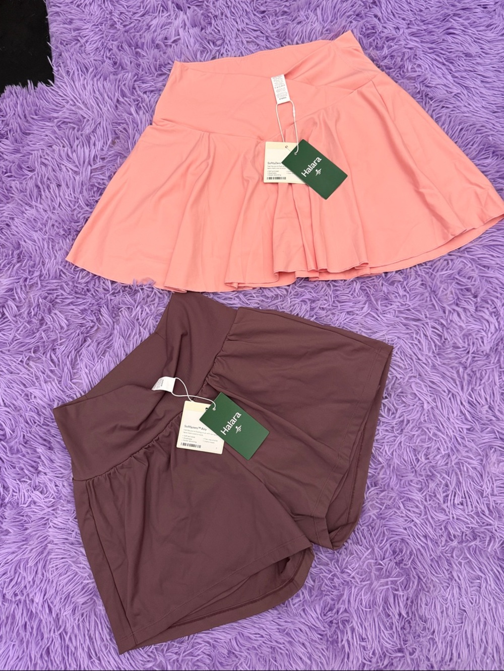 HALARA Coral Pink Circle Skort + Chocolate Brown Short Set
